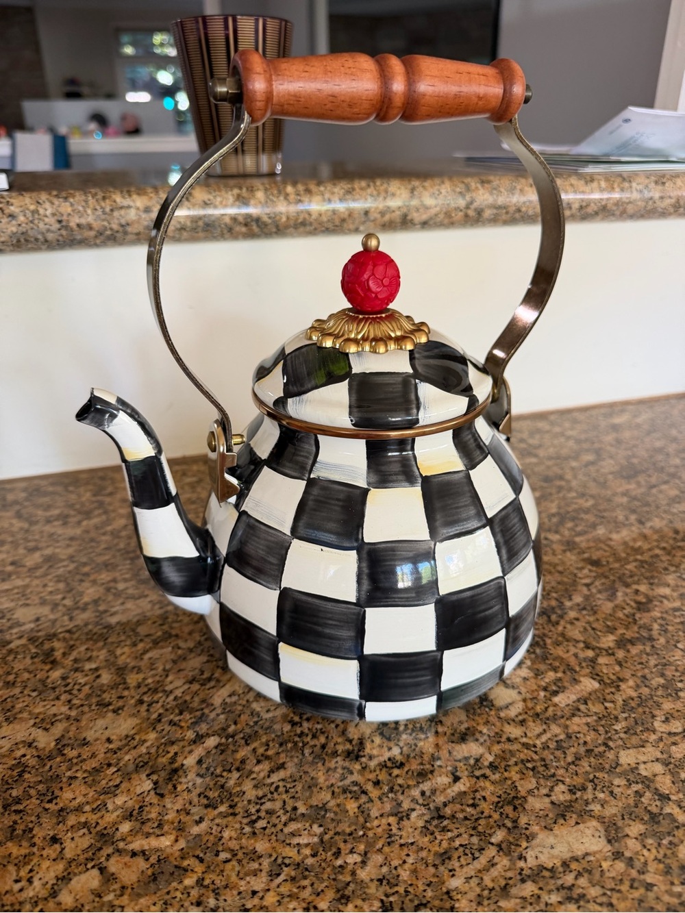 MacKenzie-Childs Courtly Check Enamel Tea Kettle